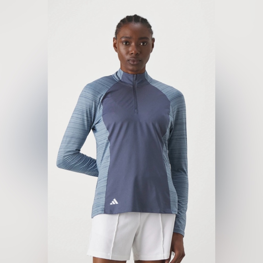 Adidas Ladies Mock Quarter Zip Golf Long Sleeve Top in Preloved Ink